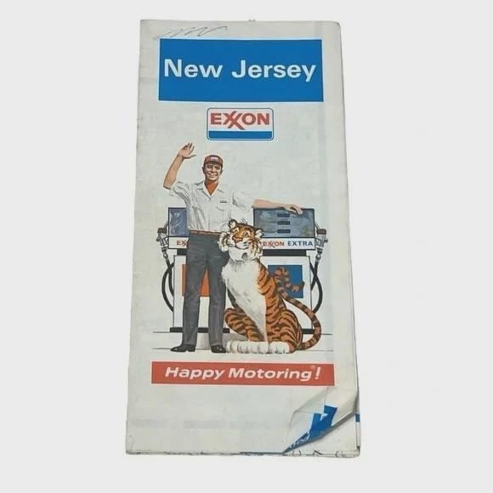 New Jersey Exxon Happy Motoring Vintage Map 1974